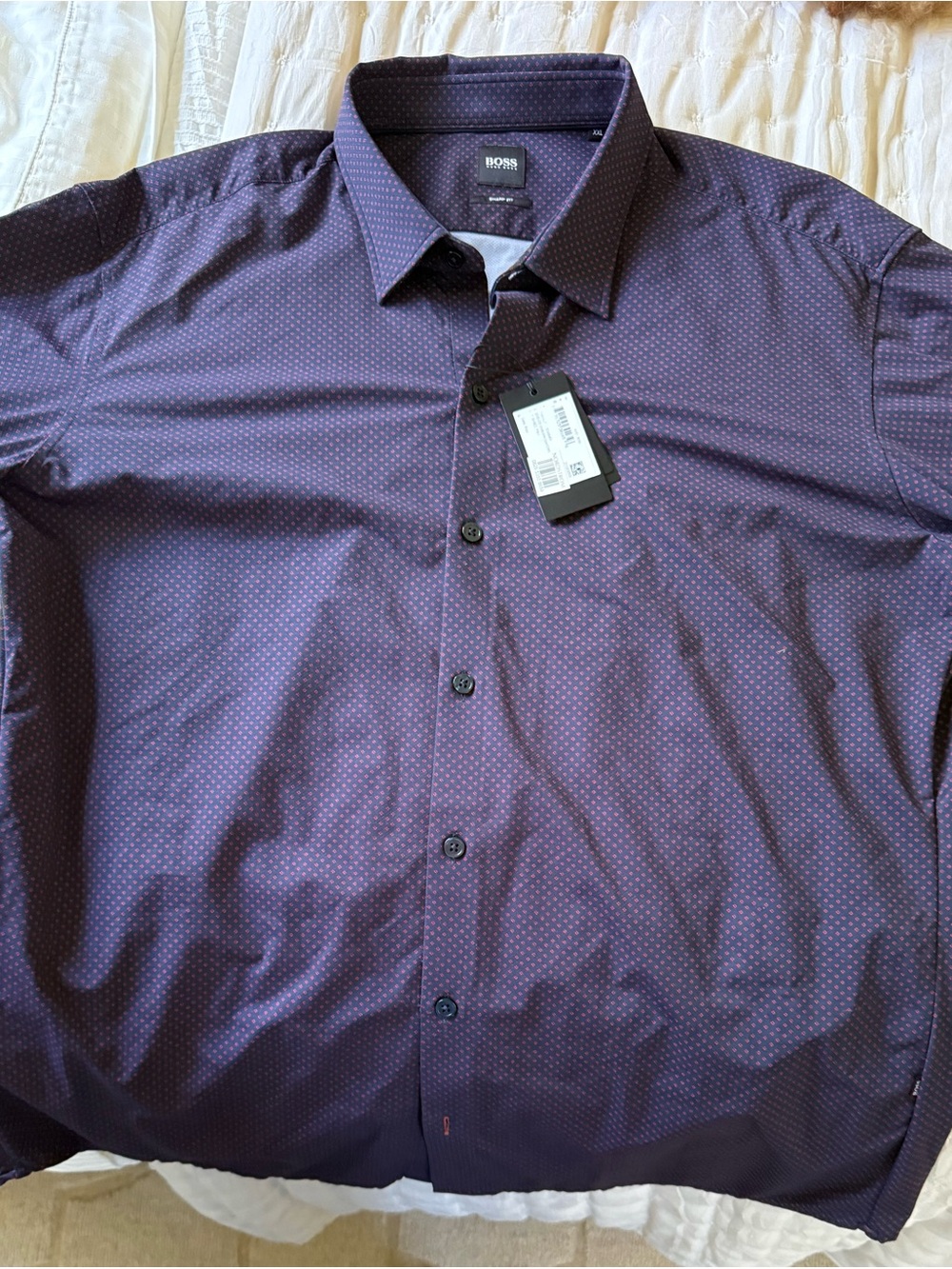 BOSS Purple Microdot Button-Up Dress Shirt